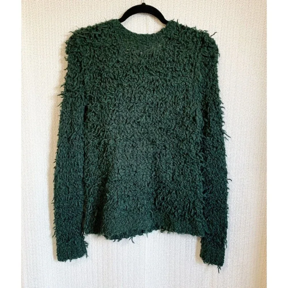 Free People Forest Green Textured Crewneck Sweater